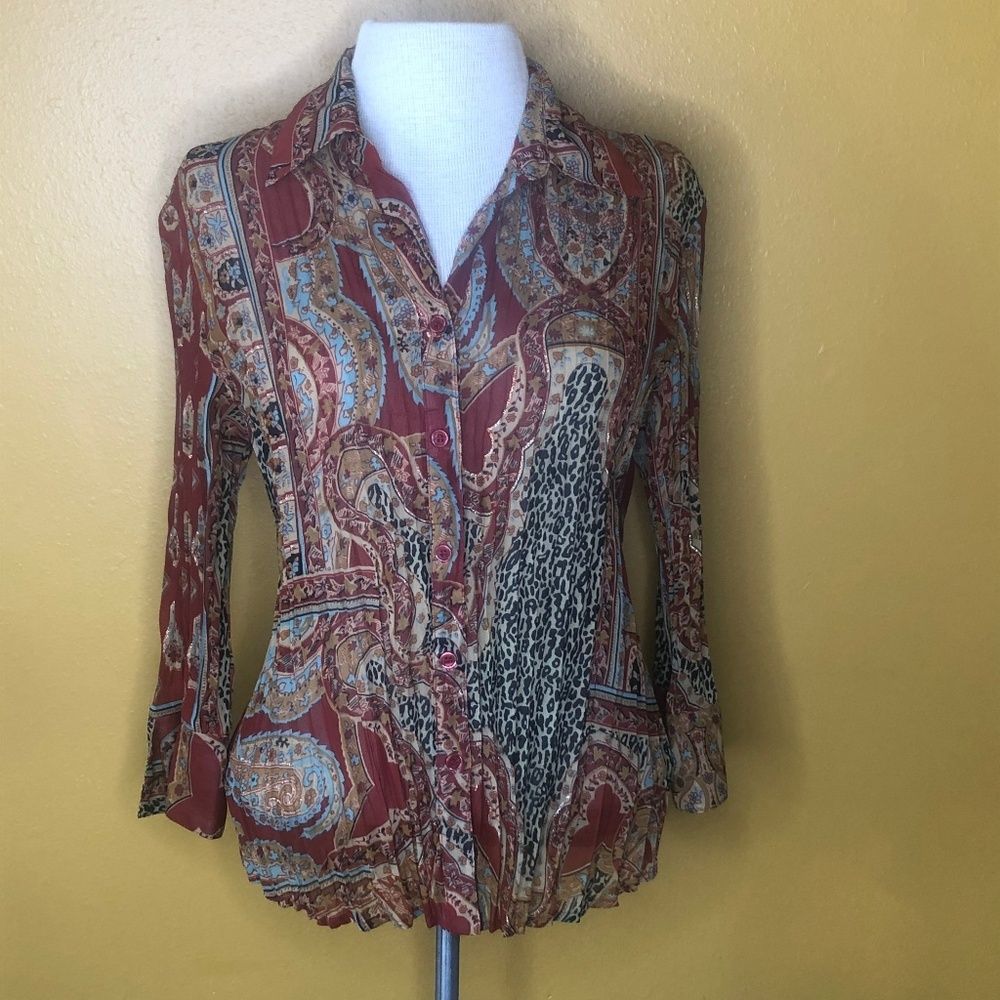 Bay Studio Career Shirt Crinkle Button Down M